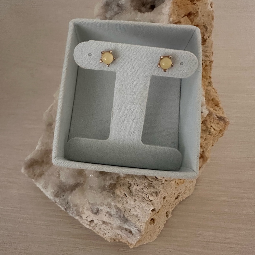 Butter Yellow Stone Stud Earrings